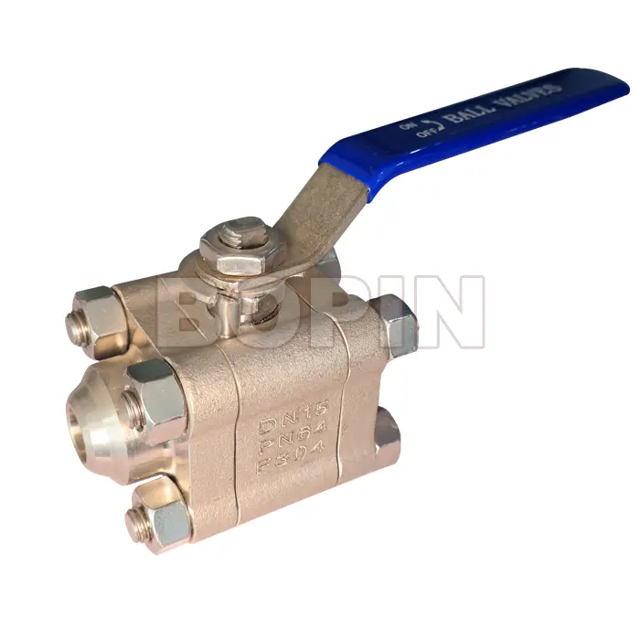 182 F304 HANDLE TYPE 3-PC BODY BUTT-WELDED END FLOATING TYPE FORGED STEEL BALL VALVE