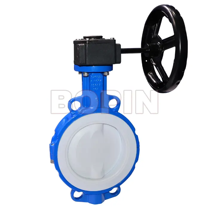 JIS 10K Wafer Type Split Body Fully PTFE Lined Butterfly Valve